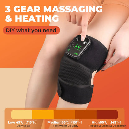 Electric Heated Vibration Knee Massage Physiotherapy Pad 3 in 1 Massager for Shoulder Elbow Hot Compress Pain Relief