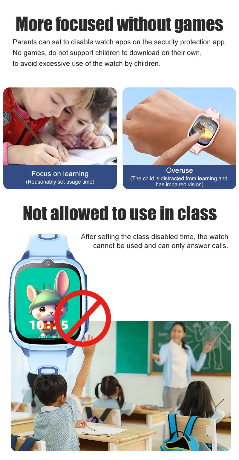 4G Kids Smartwatch D53 GPS Locator Tracker Video Call Smart Watch for Children Waterproof SOS Anti-Lost Watch Parent Control App